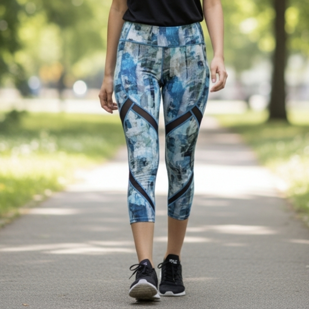 Lululemon On Pace Crop 21" Sun Dazed Multi Blue Sz 4